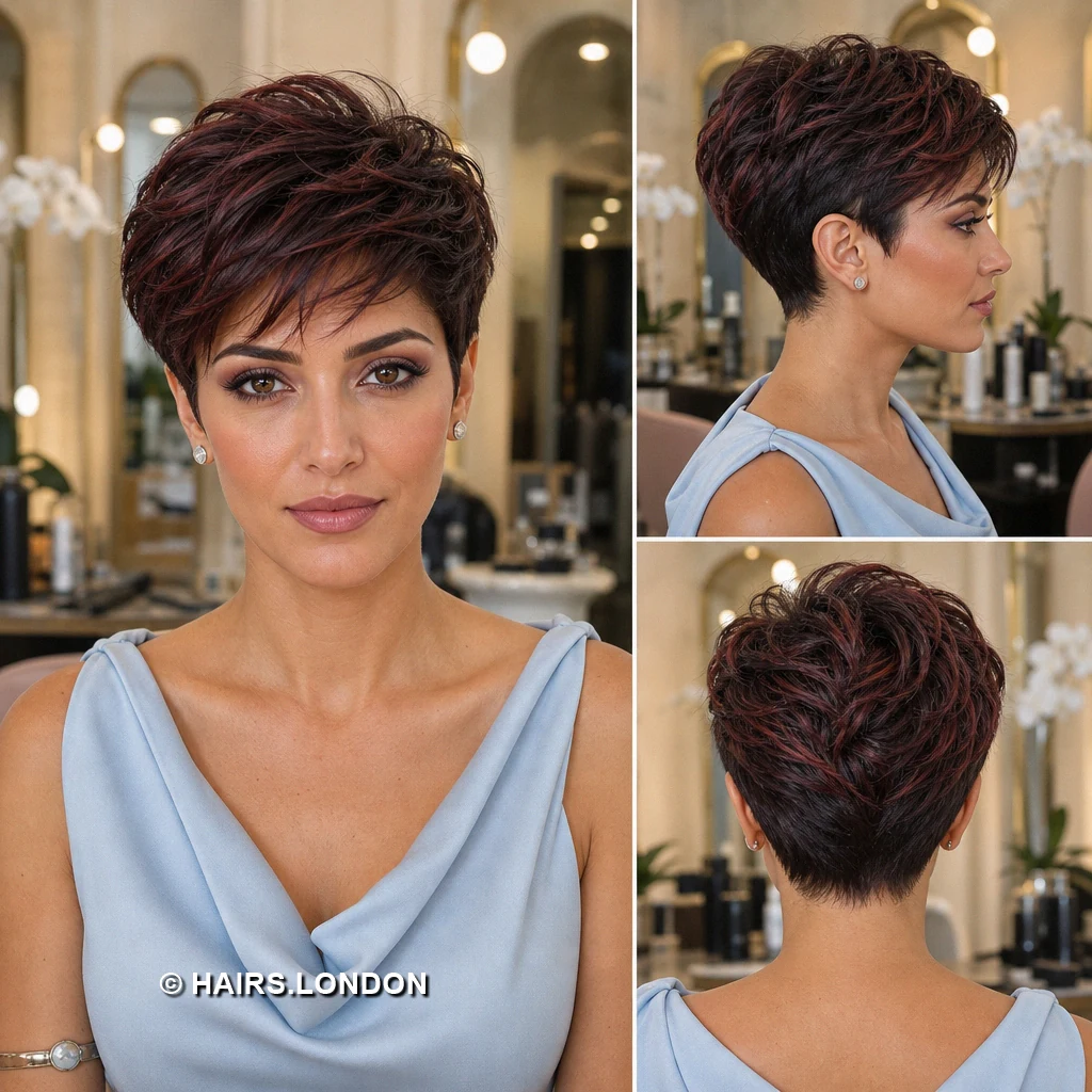 15 Burgundy Pixie Cuts with Texture, Curls, and Sweeping Fringes Auburn Rounded Ringlets