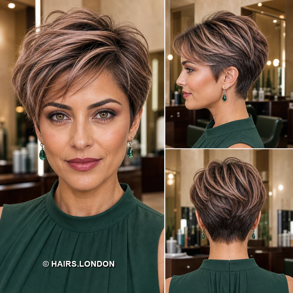17 Textured Pixie Haircuts with Sweeping Fringes and Tapered Napes Auburn Streakfront Pixie