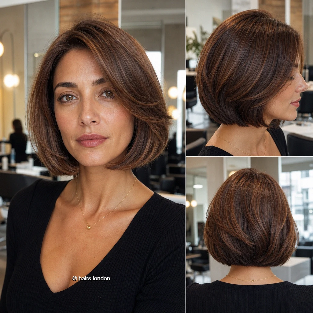 20 Bob Haircut Ideas, From Rounded Chin-Length Cuts to Layered Lobs Auburn Swept Bob