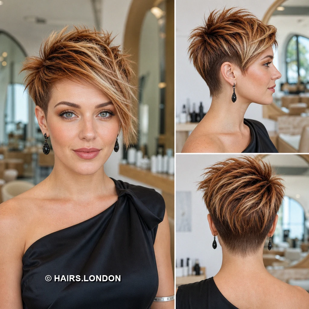 19 Copper and Brown Pixie Haircuts with Texture, Sweeps, and Curls Auburn Tousled Pixie