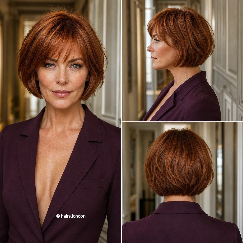 20 Bob Haircut Ideas: Rounded, Textured and Fringe Styles Auburn Wispy Bob