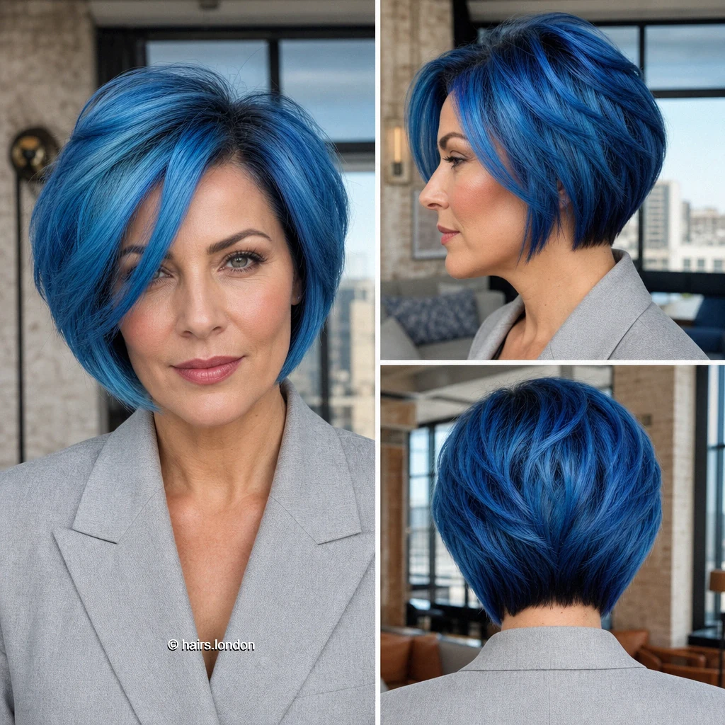 20 Blue and Green Bob Haircuts, From Soft Layers to Sculpted Shapes Azure Graduated Bob