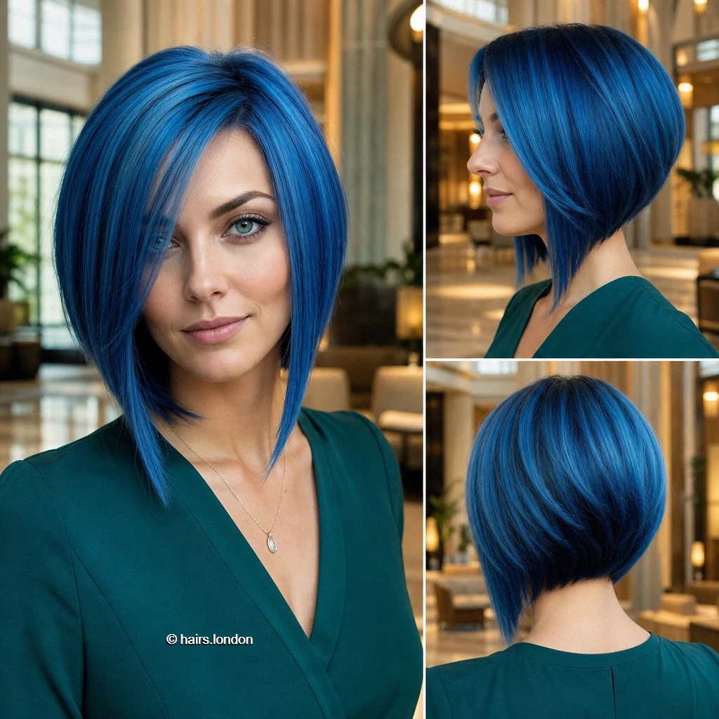 20 Blue and Green Bob Haircuts, From Sleek to Textured Azure Longfront Bob