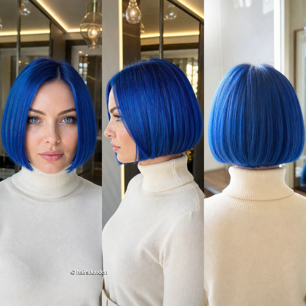 20 Short Bob Haircuts in Blue and Green: From Blunt to Layered Azure Sleek Bob