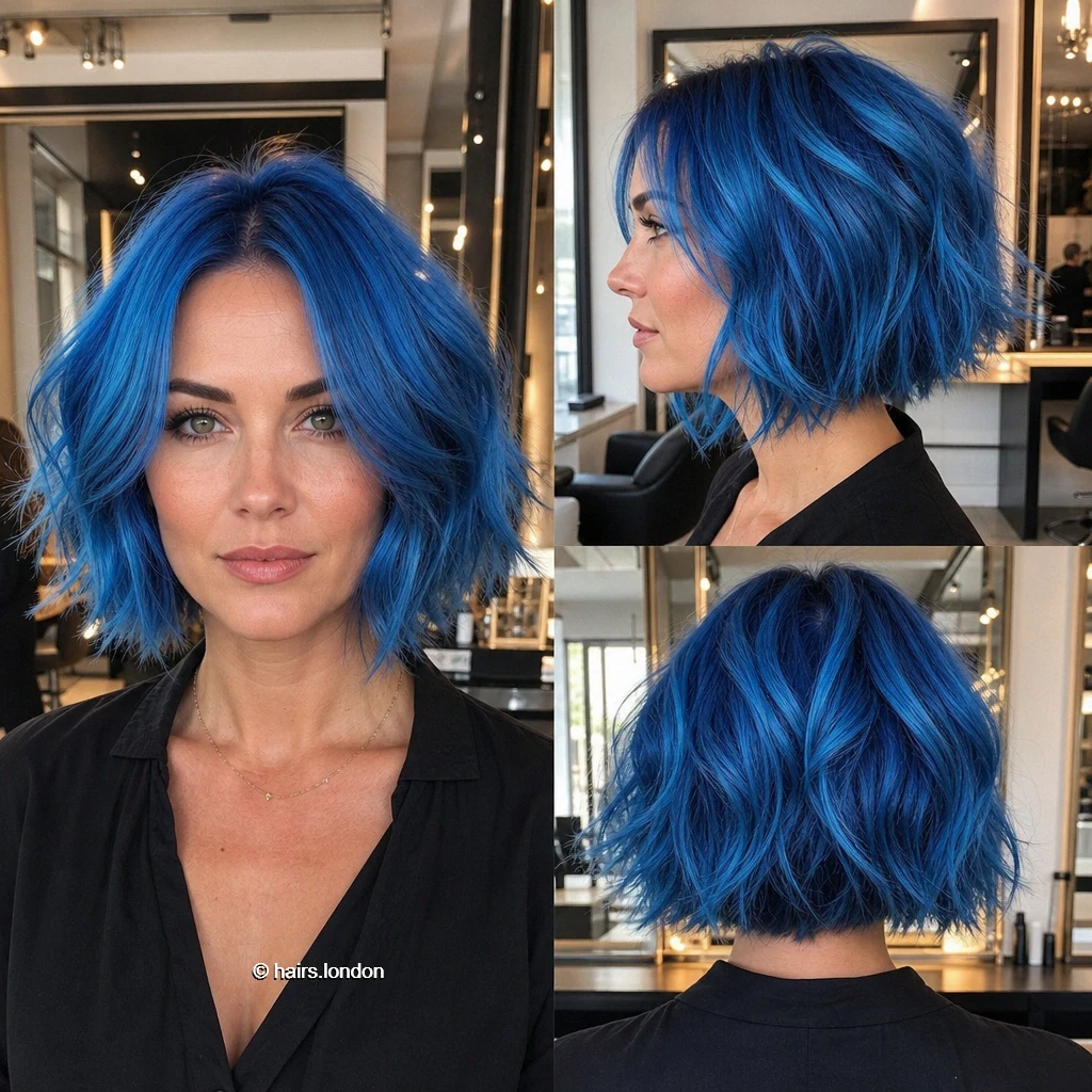 20 Blue and Green Bob Haircuts, from Sleek Angles to Tousled Layers Azure Tousled Bob
