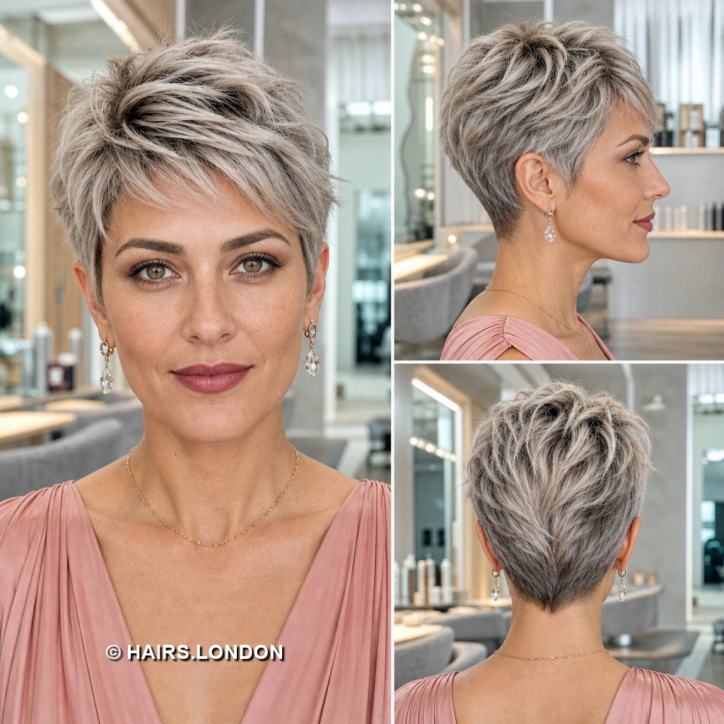 15 Silver Pixie Cuts With Sweeping Fringes, Soft Waves, and Defined Curls Beige Asymmetric Ringlets