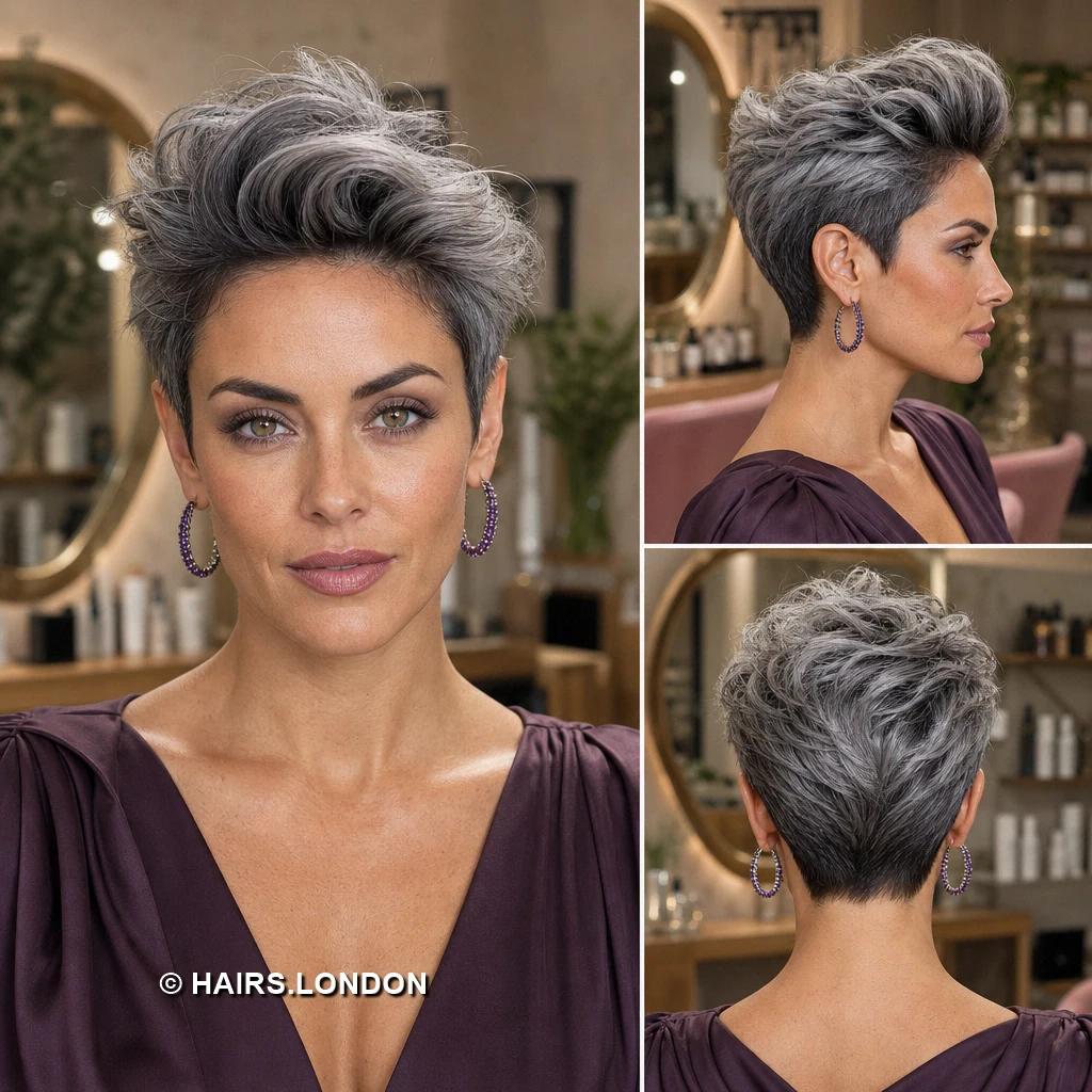 15 Silver Pixie Cuts With Sweeping Fringes, Soft Waves, and Defined Curls Beige Curved Wave