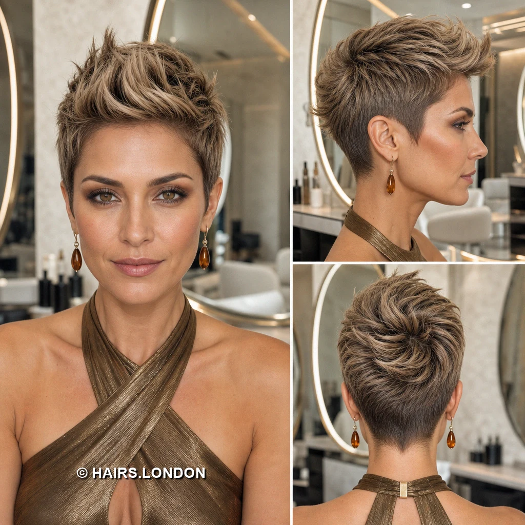 Beige Layered Pixie