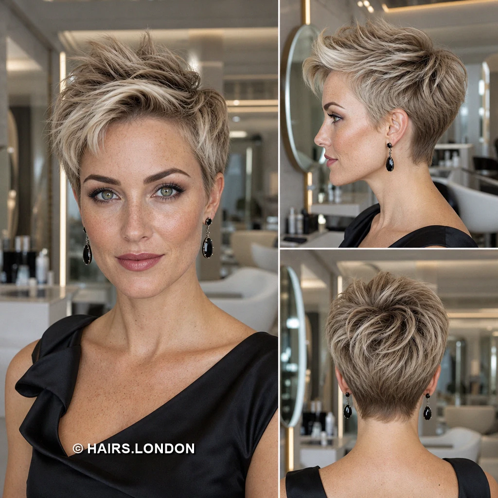 19 Textured Pixie Cuts with Sweeping Fringes, Lifted Crowns, and Tapered Napes Beige Rounded Pixie