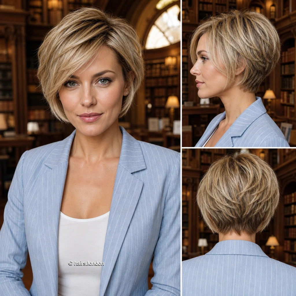 Beige Sideswept Bob