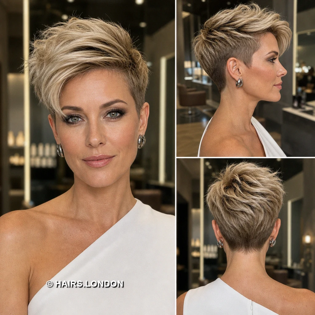 18 Textured Pixie Cuts with Swept Fringes, Lifted Crowns, and Tapered Napes Beige Sweeping Crop