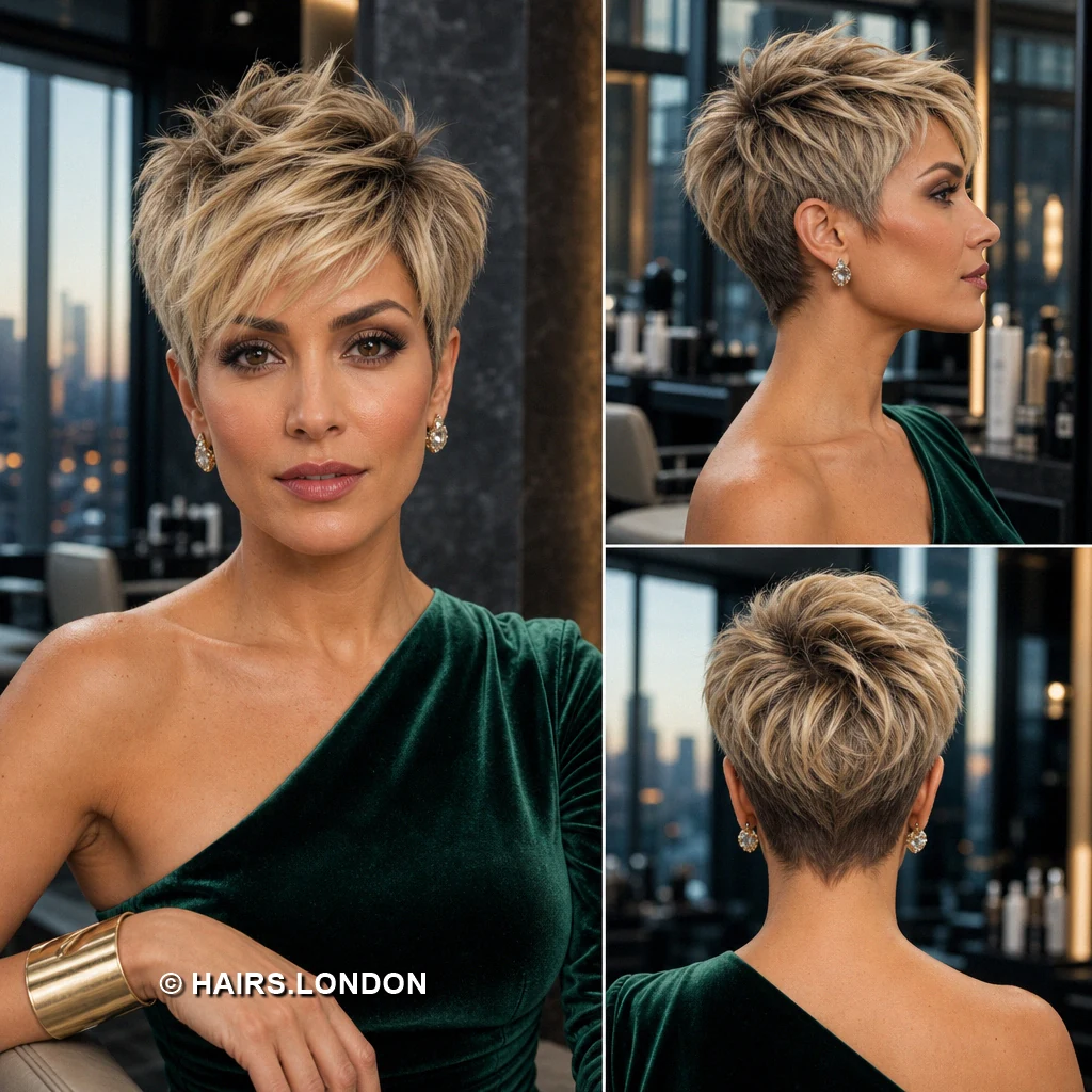 Beige Sweeping Pixie