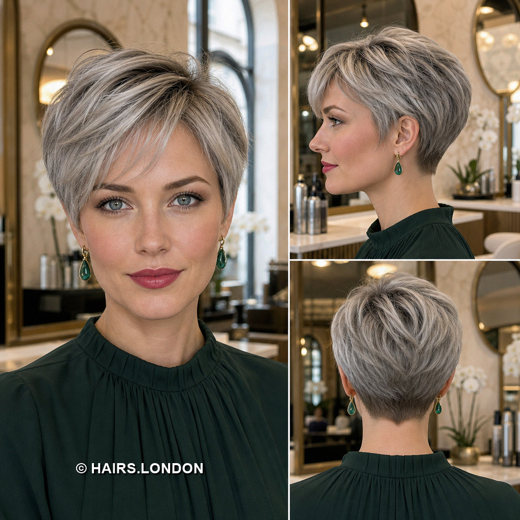 18 Gray Pixie Haircuts with Silver Waves Curls and Spiky Layers Beige Swept Pixie