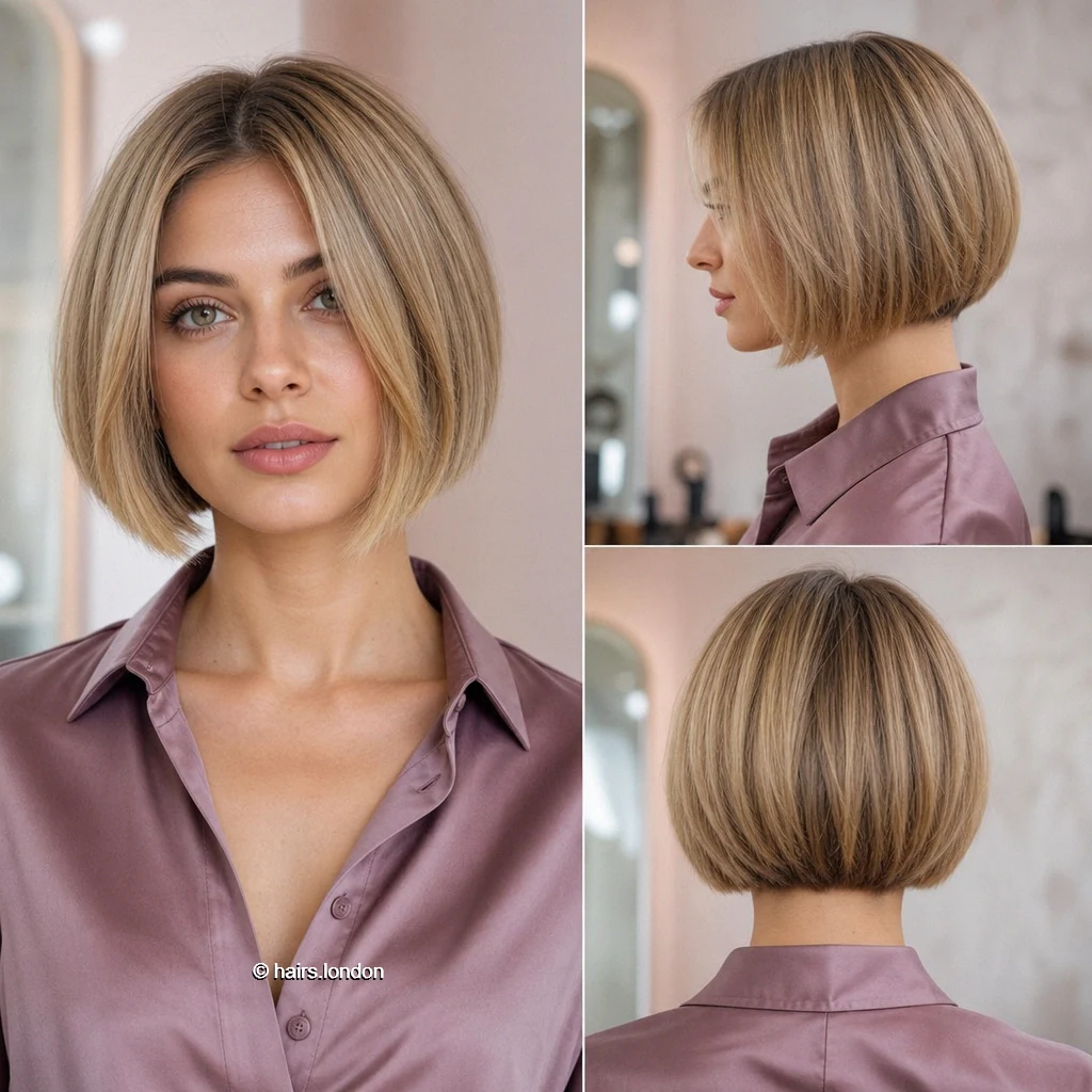 20 Bob Haircut Ideas: Rounded, Layered, Angled and Blunt Shapes Beige Tucked Bob