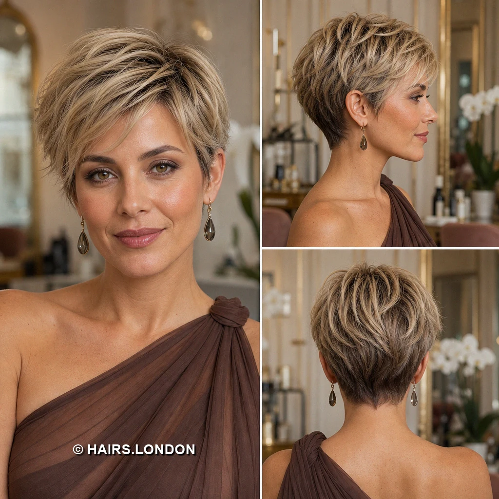 Beige Waved Pixie