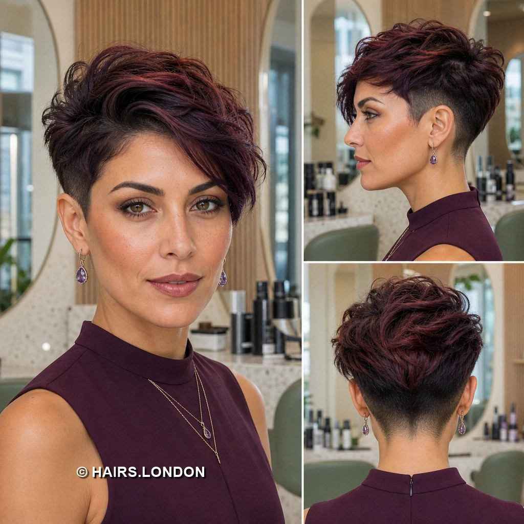20 Burgundy Pixie Cuts: Swept Fringes, Textured Crowns and Curly Shapes Berry Airy Pixie
