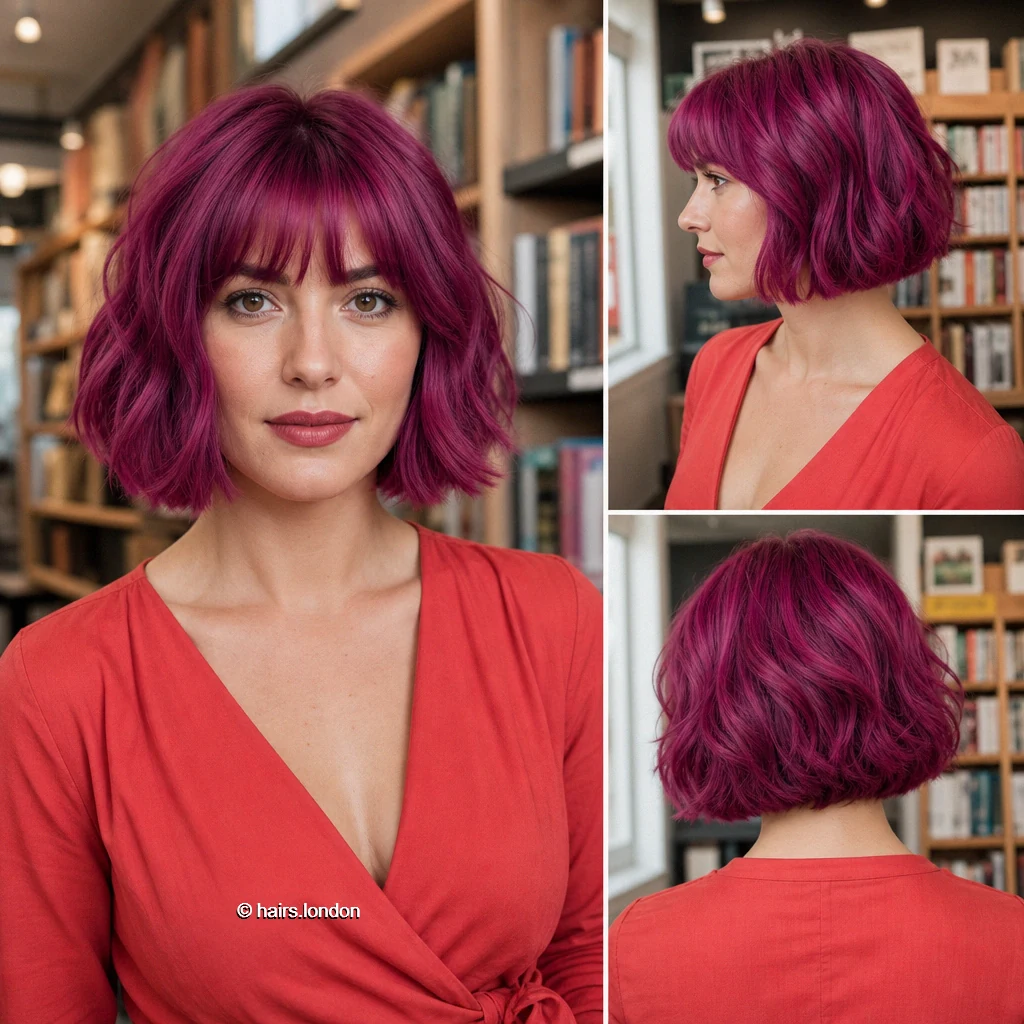 20 Colorful Bob Haircuts: Shapes, Layers and Styling Ideas Berry Bangs Bob