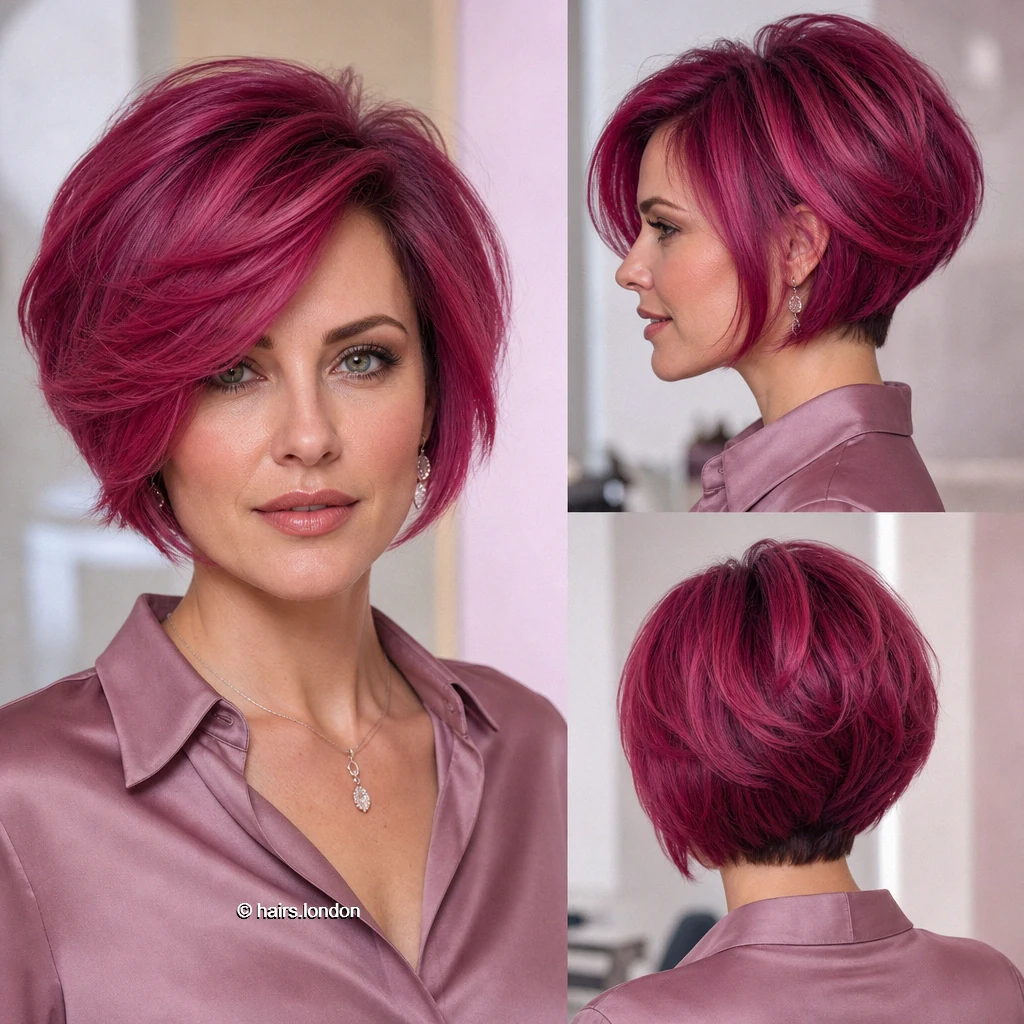 20 Pink Bob Haircuts, From Sleek Jawline Shapes to Tousled Lobs Berry Graduated Bob
