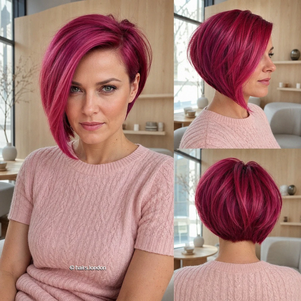 17 Colorful Bob Haircuts, from Sleek Graduated Shapes to Tousled Waves Berry Graduated Bob