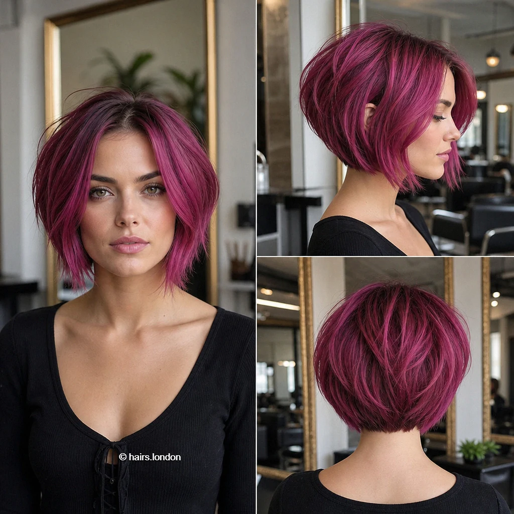 14 Magenta Bob Haircuts, From Blunt Lines to Textured Layers Berry Graduated Bob