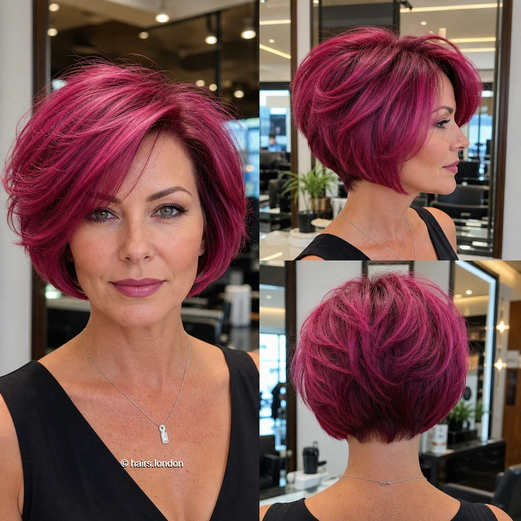 14 Magenta Bob Haircuts, From Blunt Lines to Textured Layers Berry Stacked Bob