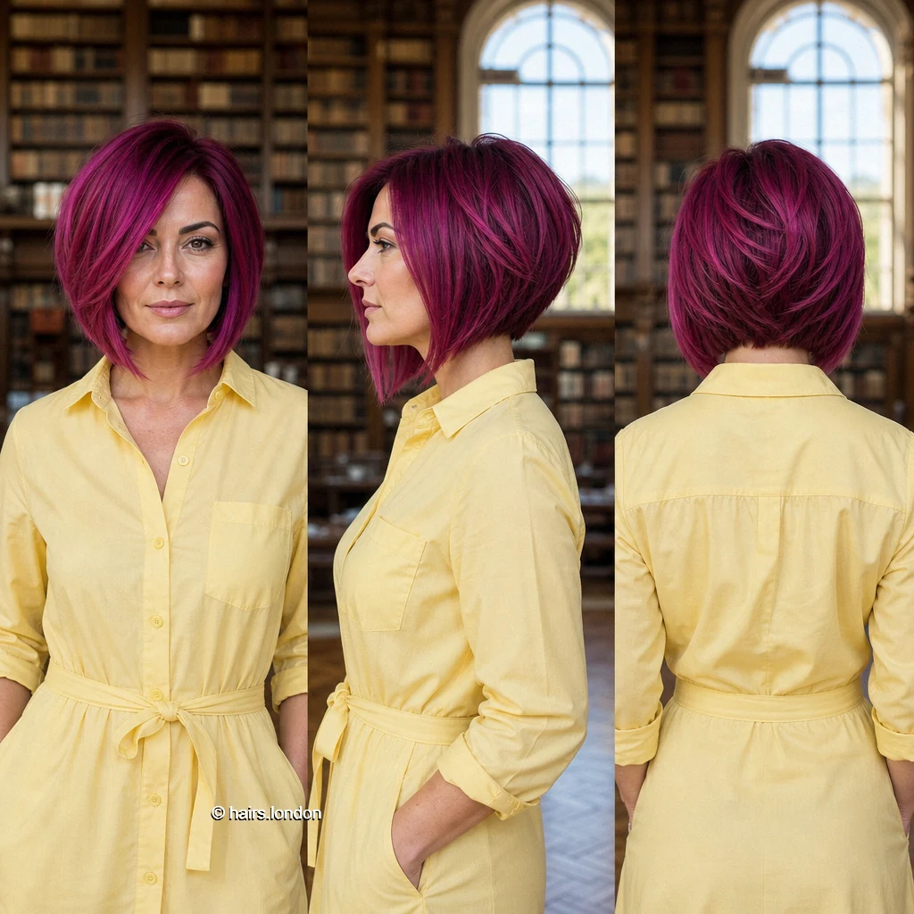 19 Colorful Bob Haircuts, From Pastel Blunt Cuts to Vivid Layered Shapes Berry Swept Bob
