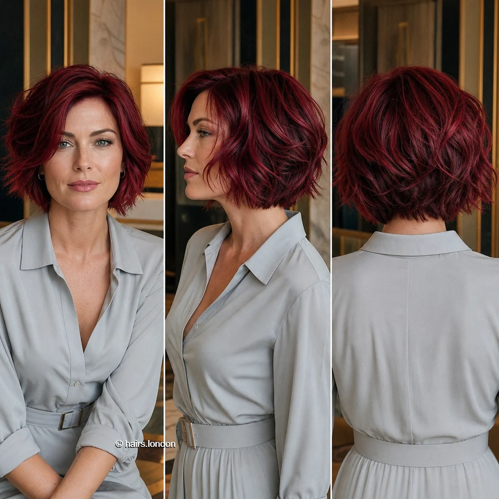20 Red Bob Haircuts, From Soft Copper Waves to Sculpted Burgundy Shapes Berry Tousled Bob