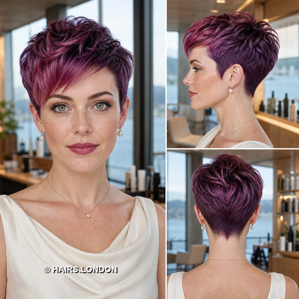 17 Purple Pixie Haircuts with Sweeping Fringes and Textured Crowns Berry Wispy Pixie