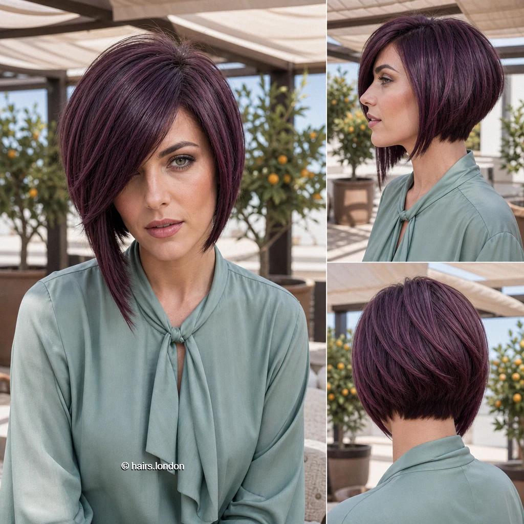 17 Colorful Bob Haircuts, from Sleek Graduated Shapes to Tousled Waves Blackberry Angled Bob