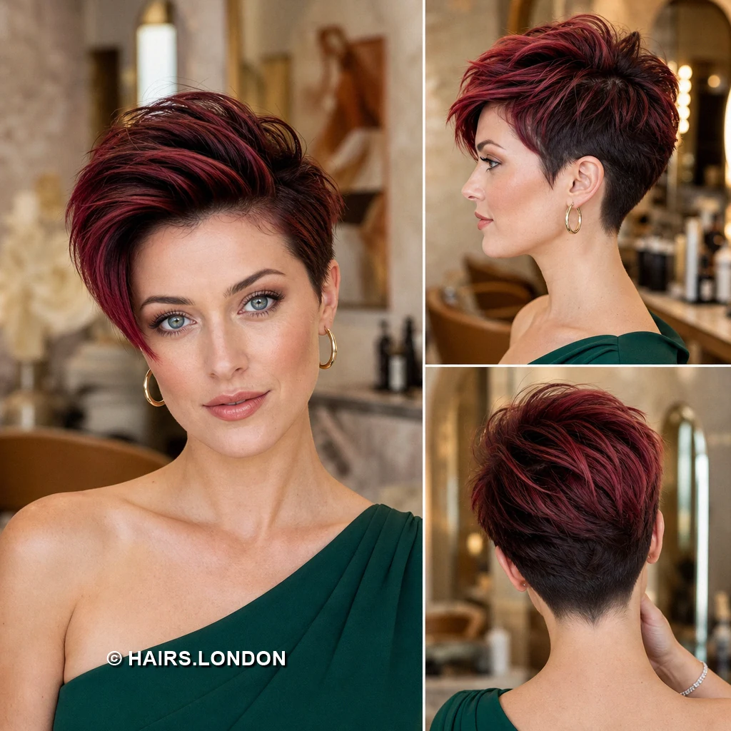 20 Burgundy Pixie Cuts, From Sleek Sweeps to Sculpted Curls Blackcherry Rounded Crop