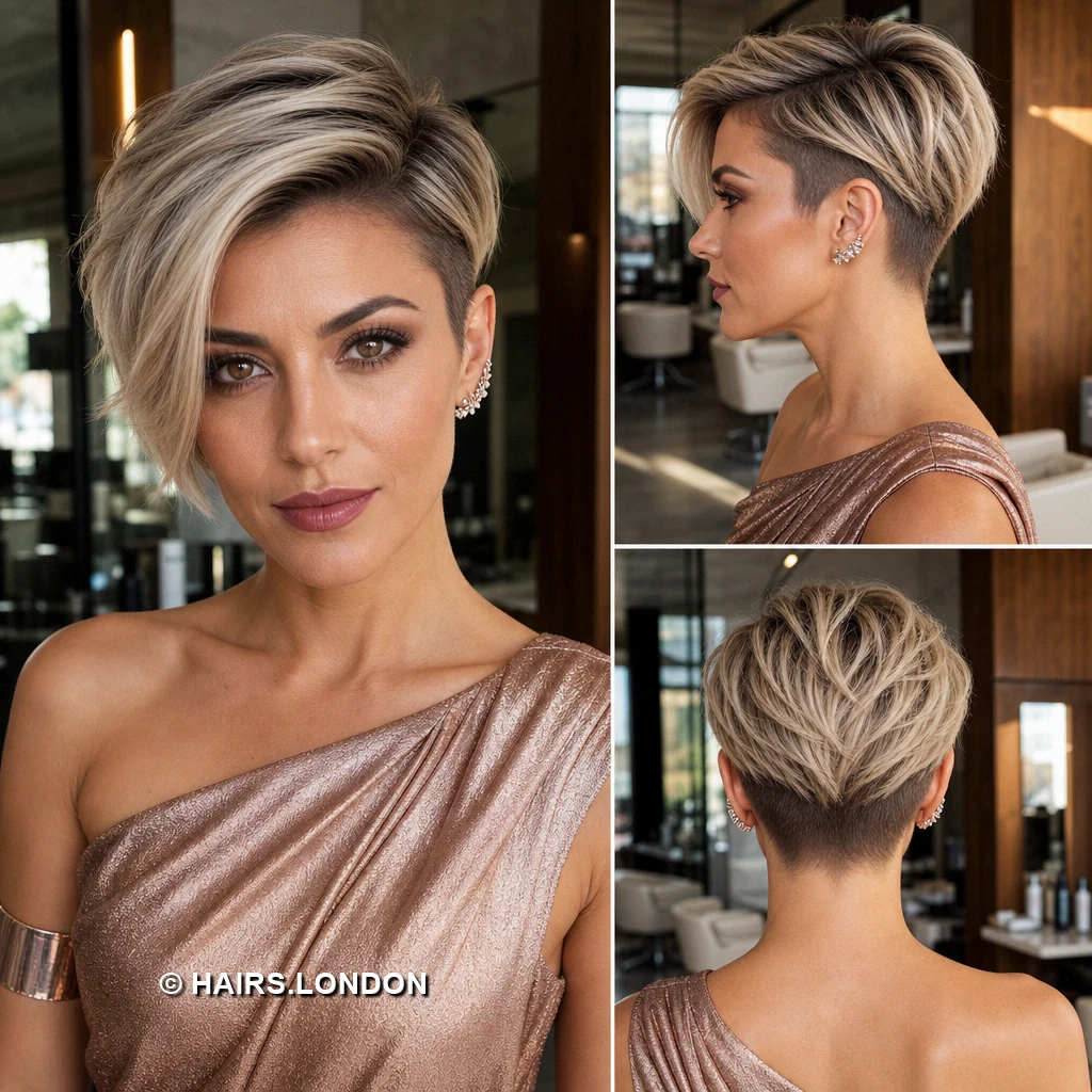 19 Textured Pixie Haircuts with Sweeping Fringes and Lifted Crowns Blonde Asymmetric Sweep
