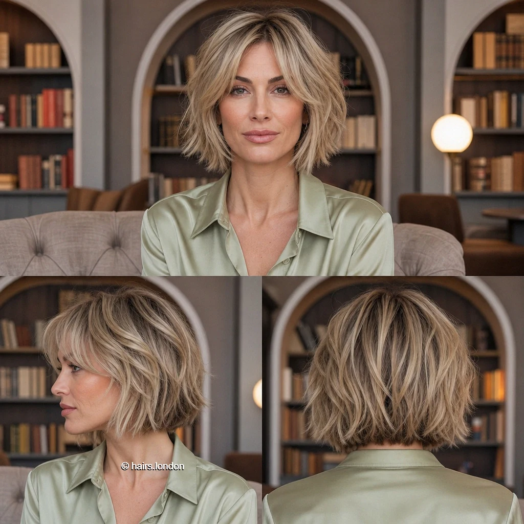 20 Bob Haircut Ideas, From Textured Chin-Length Cuts to Sculpted Graduated Shapes Blonde Curtain Shag