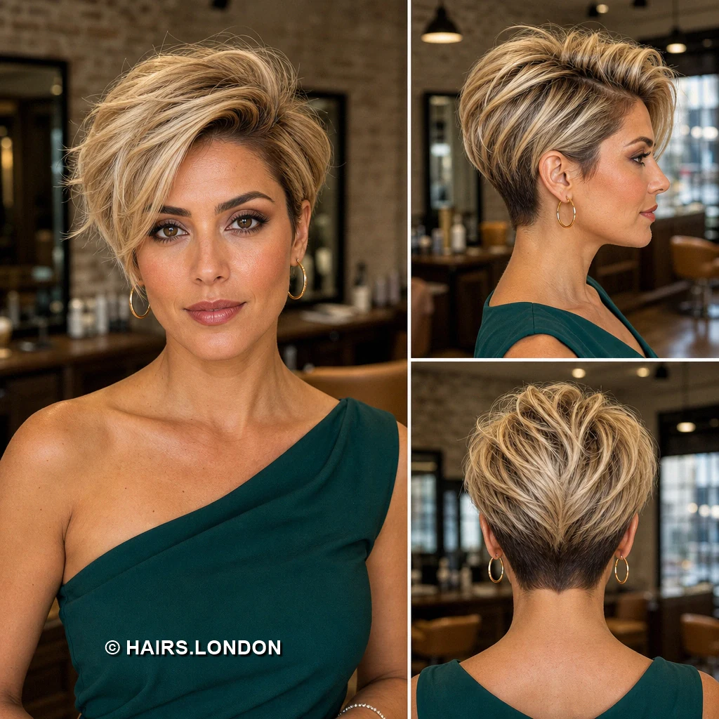 15 Blonde Pixie Cuts With Dark Roots, From Defined Curls to Sweeping Fringes Blonde Curved Quiff