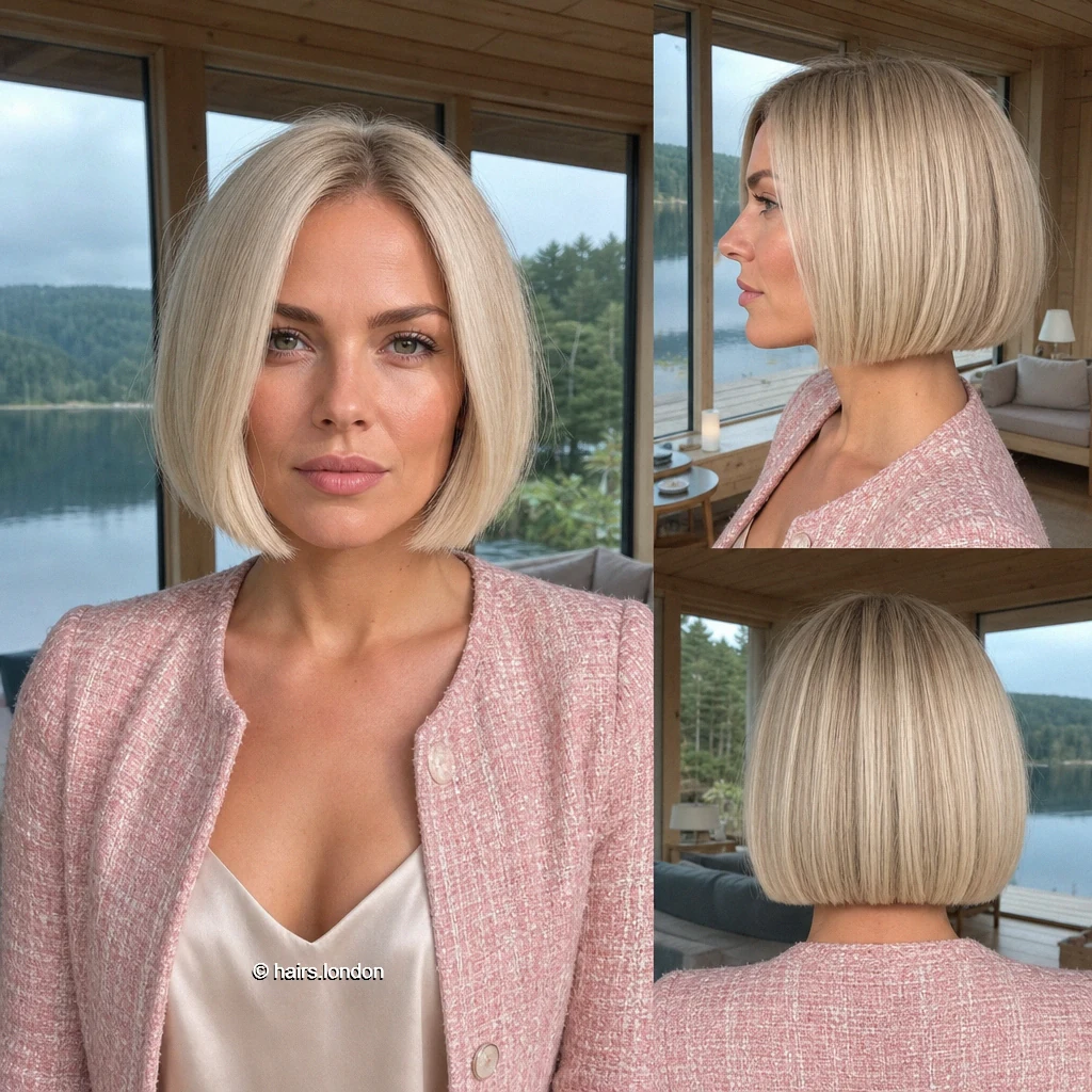 20 Bob Haircuts: Silver Layers, Sharp Lines and Angled Shapes Blonde Rounded Bob