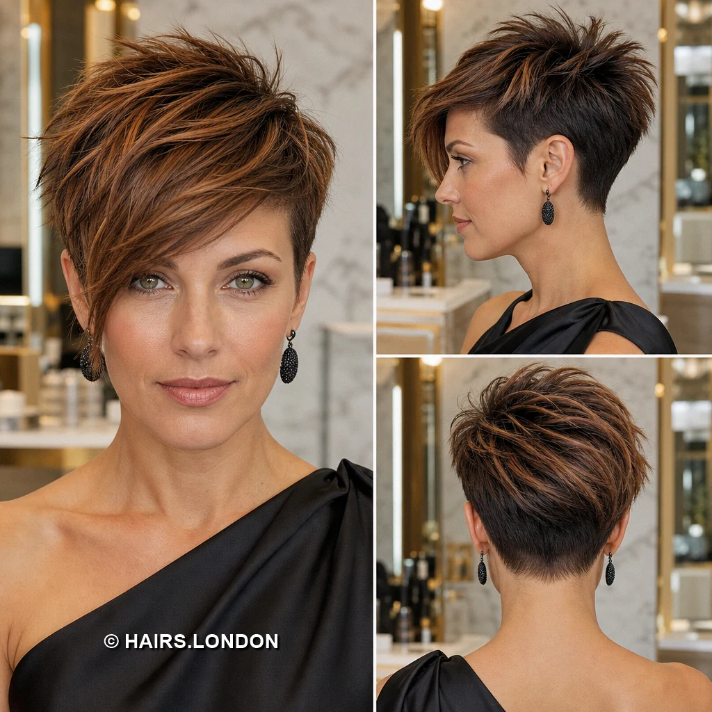 19 Copper and Brown Pixie Haircuts with Texture, Sweeps, and Curls Blonde Streaked Pixie
