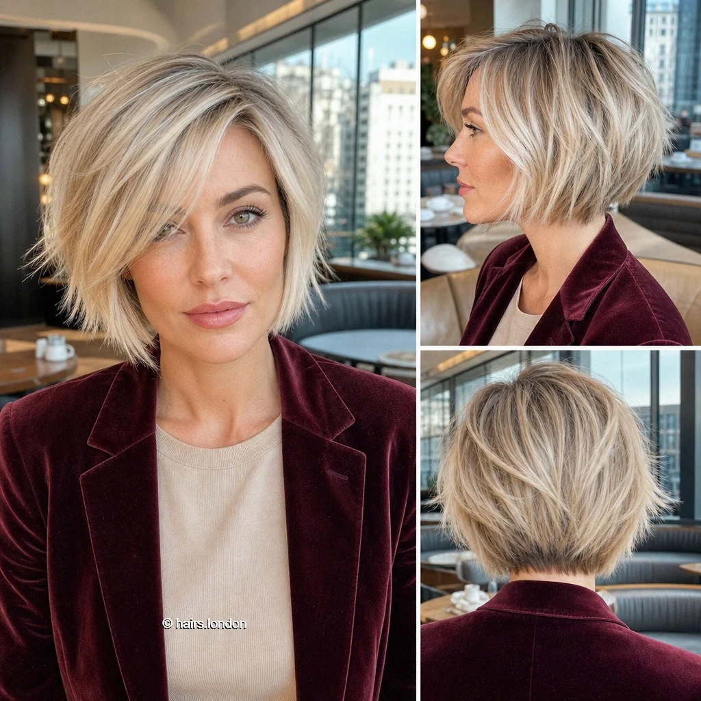 15 Blonde Bob Haircuts: Graduated Shapes, Angled Fronts and Soft Texture Blonde Tousled Fringe