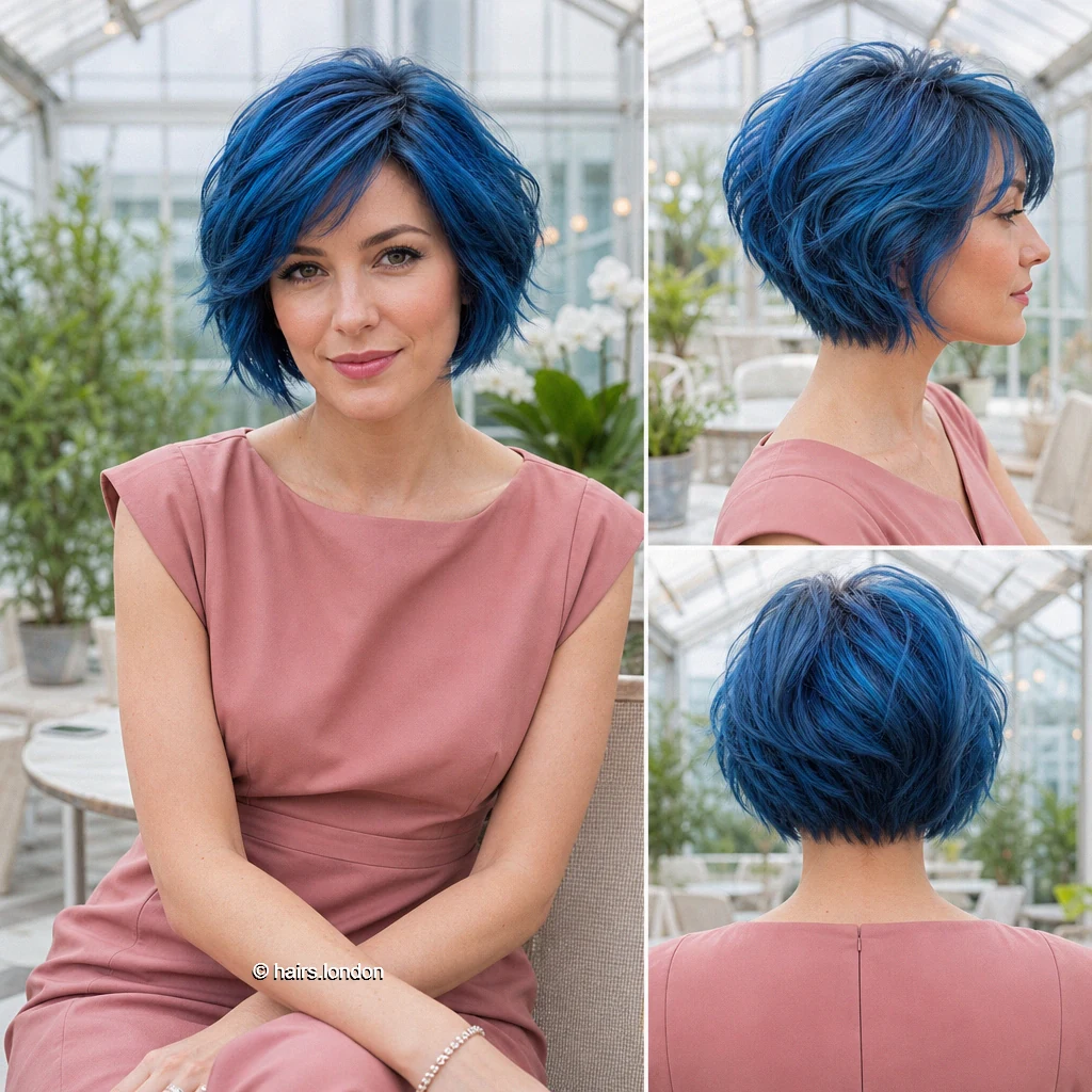 20 Blue and Green Bob Haircuts, From Sleek Angles to Tousled Layers Blue Layered Bob