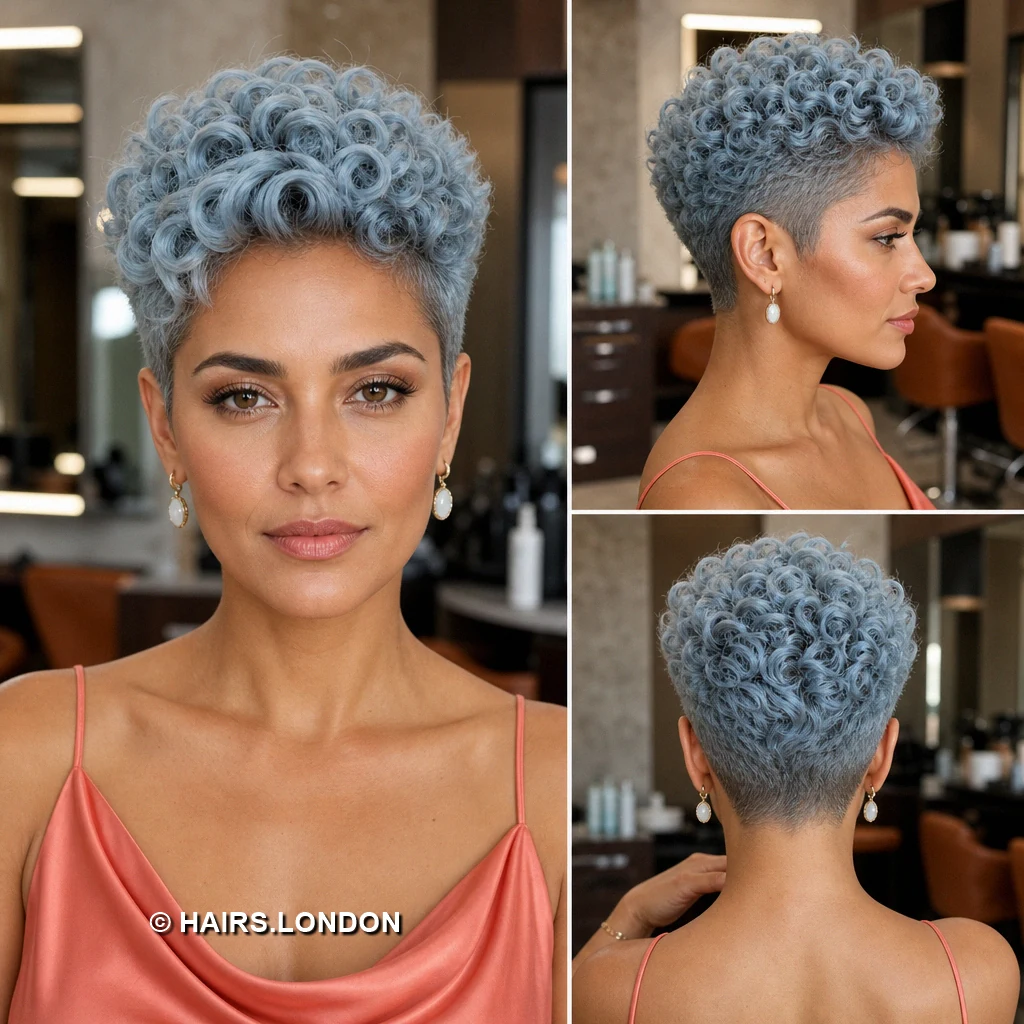 Cool-Toned Pixie Cuts: Six Ways to Wear Silver, Blue, and Lavender Blue Ringlet Taper