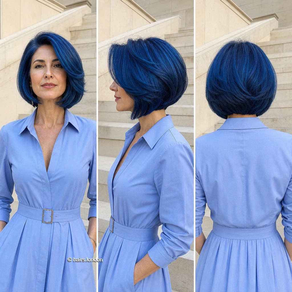 18 Blue Bob Haircuts, From Sleek Lines to Textured Layers Blue Rounded Bob