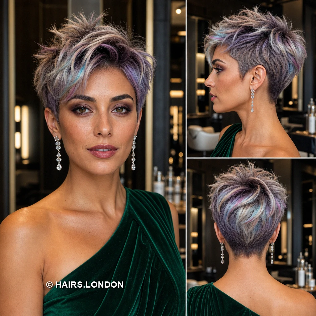 12 Short Pixie Haircuts with Color, Texture, and Shape Blue Silver Layers