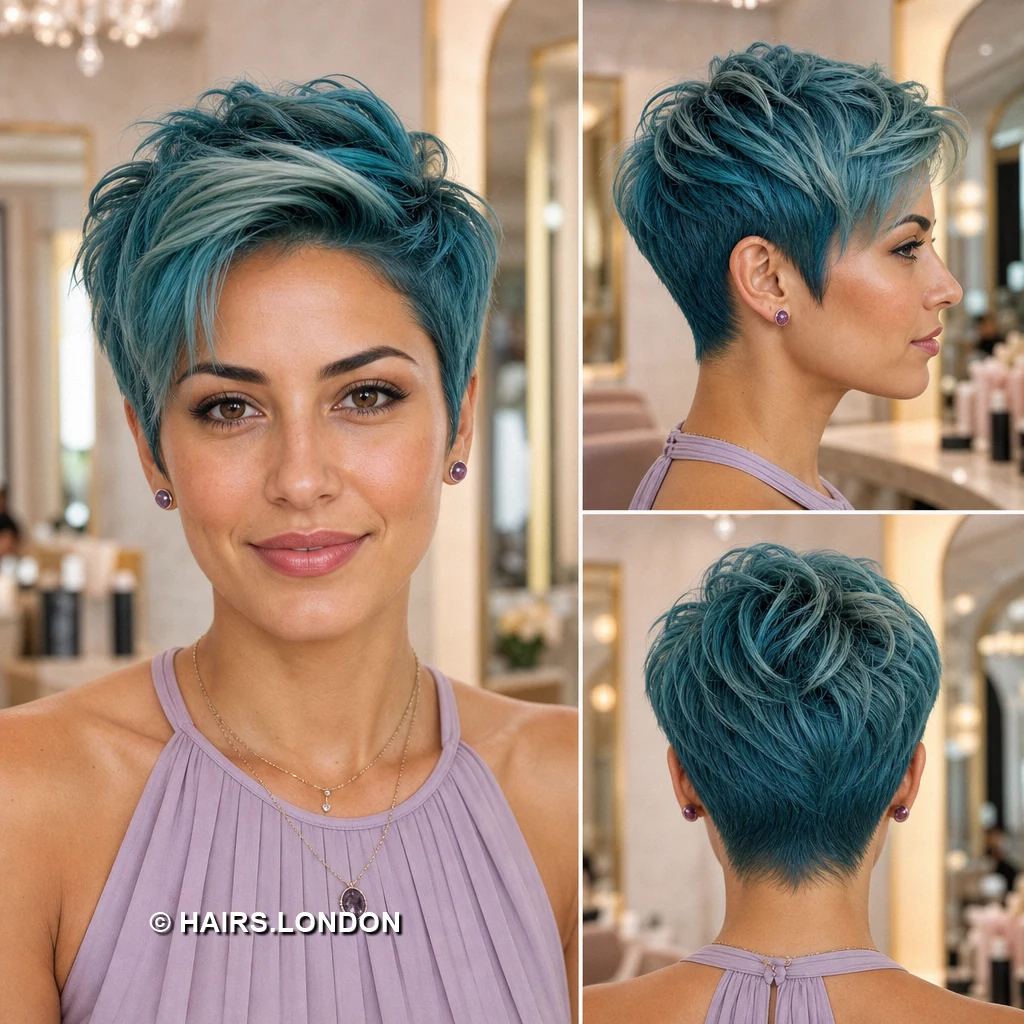 19 Colorful Textured Pixie Cuts with Shape and Movement Blue Silver Waves