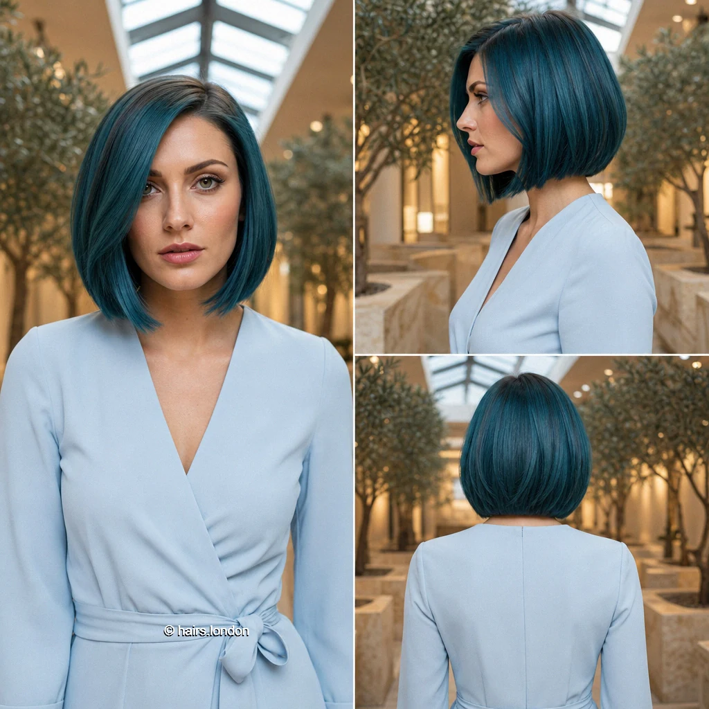 20 Blue and Green Bob Haircuts, From Smooth Lines to Soft Layers Blue Sleek Bob