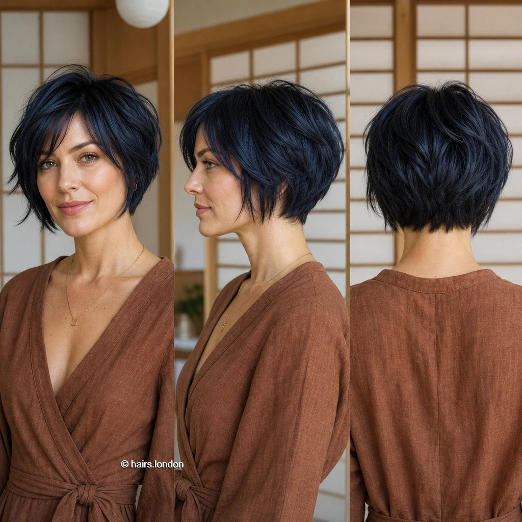 19 Colorful Bob Haircuts, From Pastel Blunt Cuts to Vivid Layered Shapes Blueblack Layered Bob