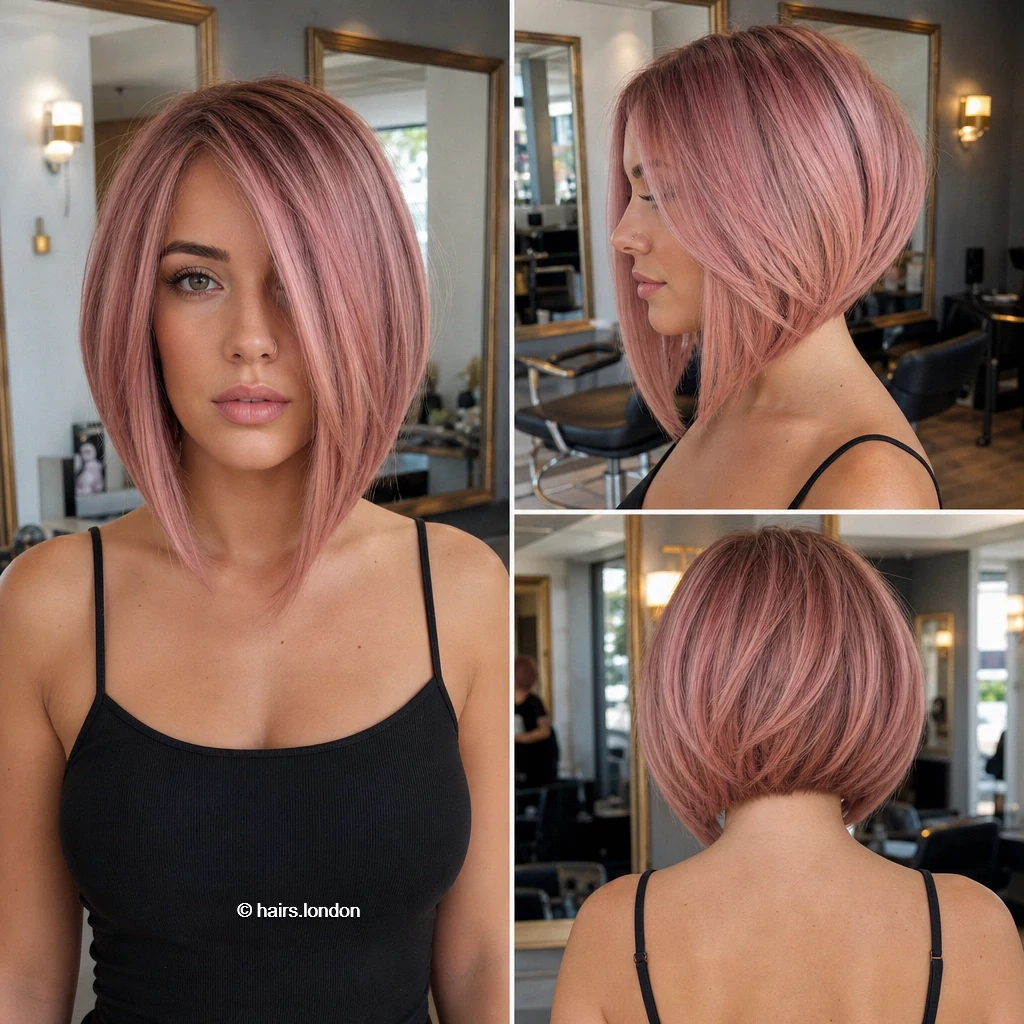 20 Colorful Bob Haircuts, From Sleek Jaw-Length Cuts to Layered Shapes Blush Graduated Bob