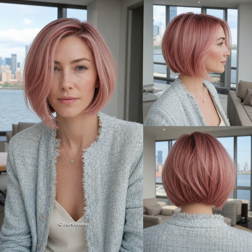 20 Colorful Bob Haircuts: Shapes, Layers and Styling Ideas Blush Graduated Bob