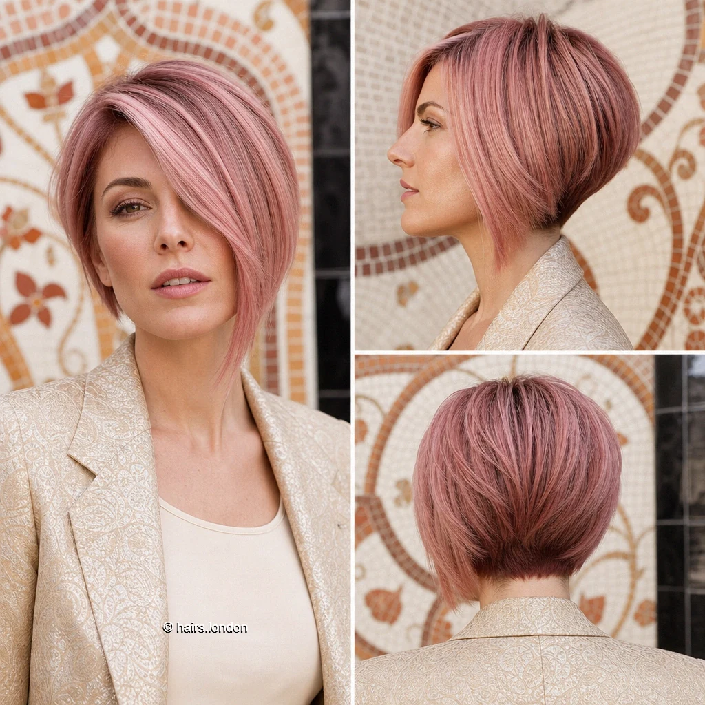 17 Colorful Bob Haircuts, from Sleek Graduated Shapes to Tousled Waves Blush Sculpted Bob