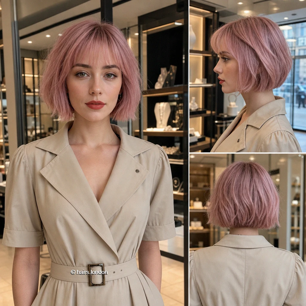 20 Colorful Bob Haircuts, From Sleek Curves to Shaggy Layers Blush Wispy Bob