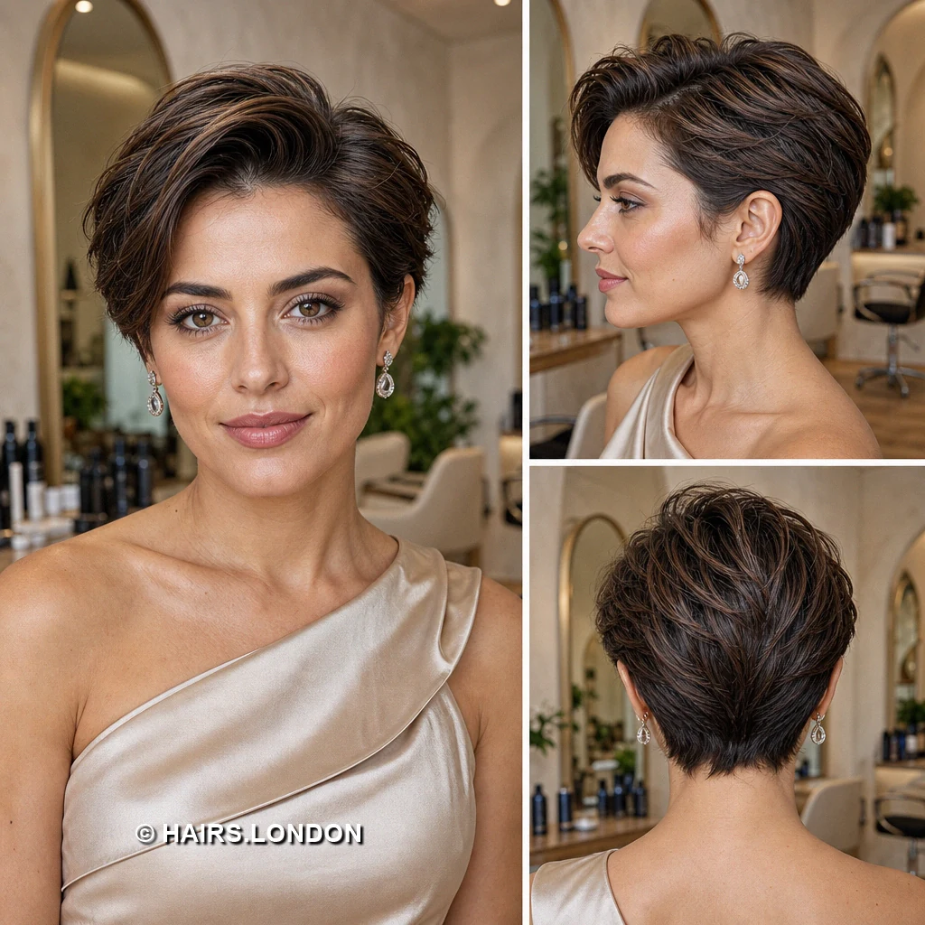 Brown Choppy Pixie