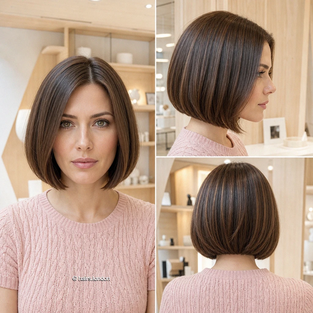 20 Bob Haircuts: Textured, Polished, and Angled Shapes Brown Curved Bob
