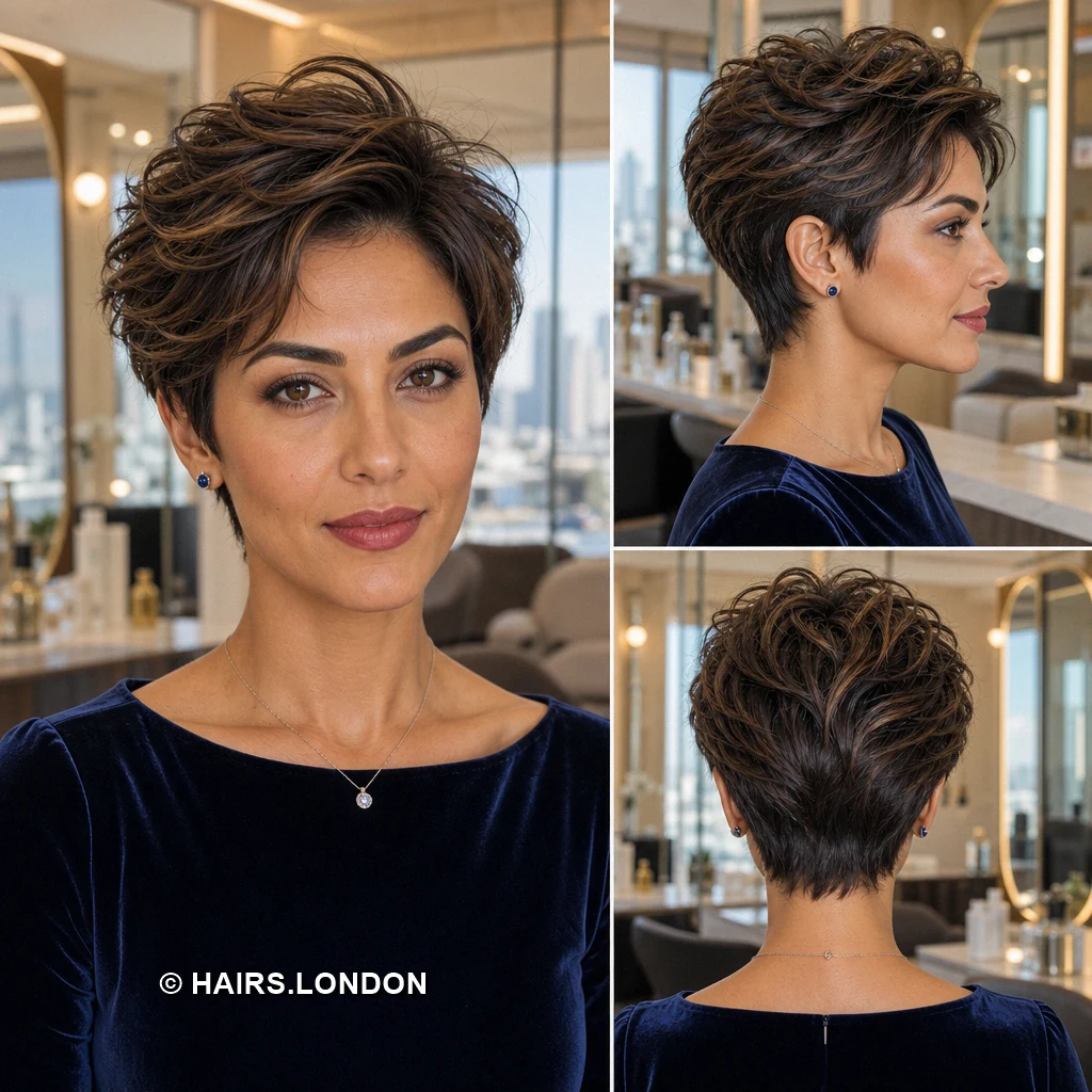 19 Brunette Pixie Haircuts with Texture, Volume, and Tapered Sides Brown Defined Coils